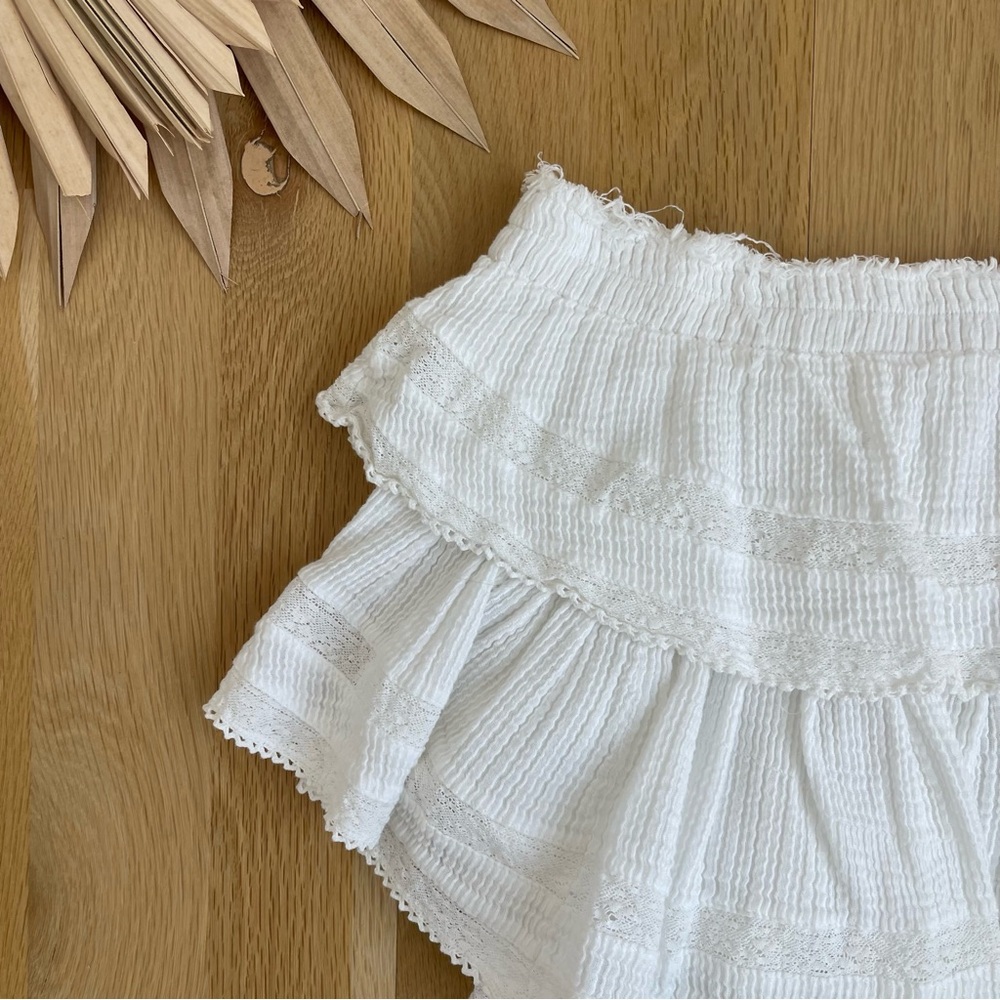 Loveshackfancy White Tiered Ruffled Textured Gauz… - image 2